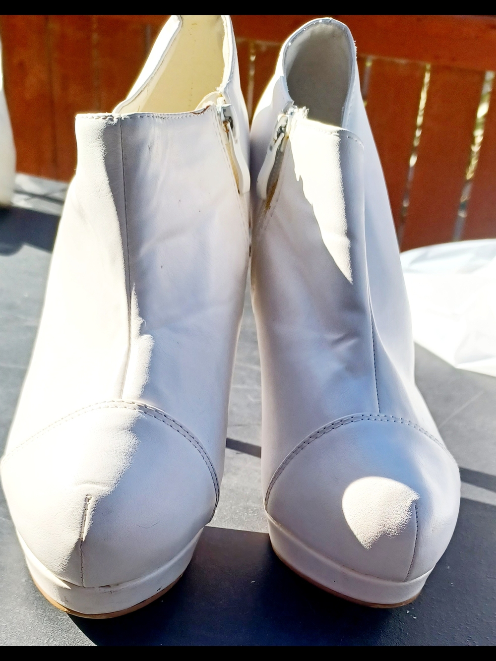 Forever 21 White Platform Ankle Booties